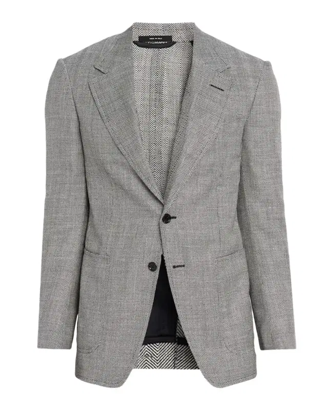 TOM FORD Men 's Shelton Wool and Linen Chevron Sport Coat