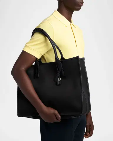 Tom Ford Men's Canvas and Leather East-West Tote Bag | Thumbnail 2