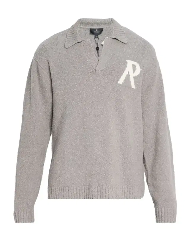 REPRESENT Men 's Knitted Boucle Polo Sweater