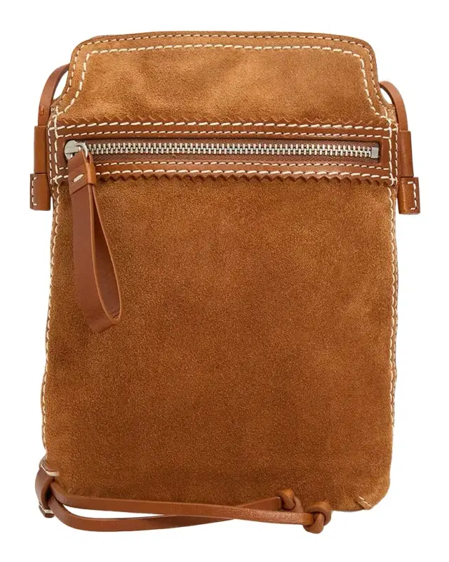 Dries Van Noten Men 's Suede Leather-Trim Crossbody Bag