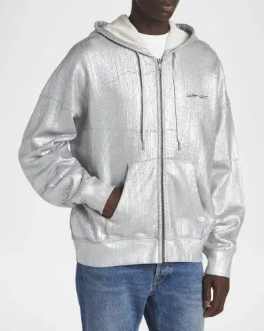 Golden Goose Men's Metallic Textured Full-Zip Hoodie | Thumbnail 4 Golden Goose Men's Metallic Textured Full-Zip Hoodie | Thumbnail 4