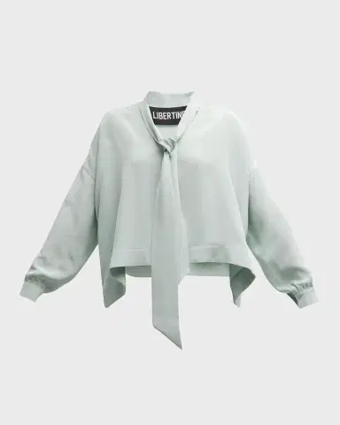 Libertine Neck-Tie Boxy Silk Blouse | Thumbnail 2