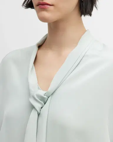 Libertine Neck-Tie Boxy Silk Blouse | Thumbnail 5