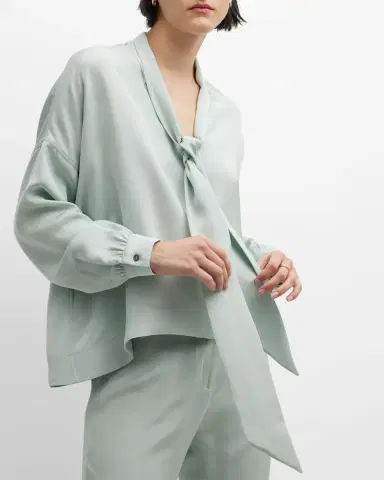 Libertine Neck-Tie Boxy Silk Blouse | Thumbnail 7