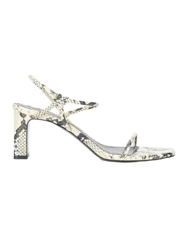 STAUD 65mm Laurel Snake-Embossed Leather Sandals