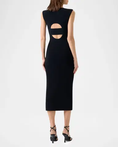 Akris punto Sleeveless Viscose Jersey Back-Cutout Midi Dress | Thumbnail 3