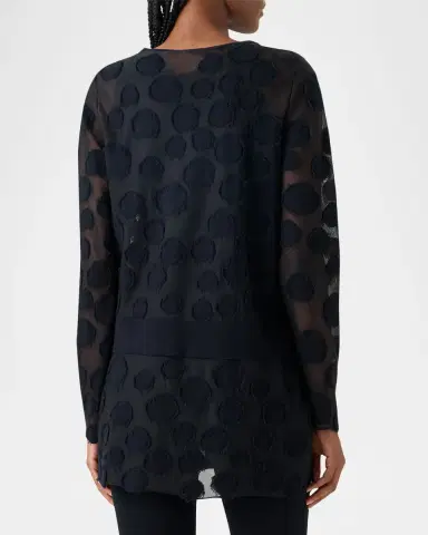 Akris punto Polka-Dot Tulle Knit Crewneck Cardigan | Thumbnail 3
