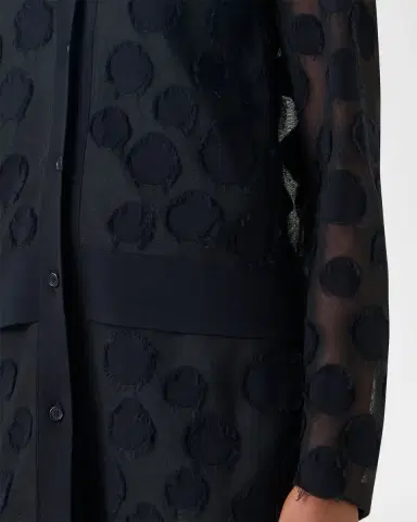 Akris punto Polka-Dot Tulle Knit Crewneck Cardigan | Thumbnail 5