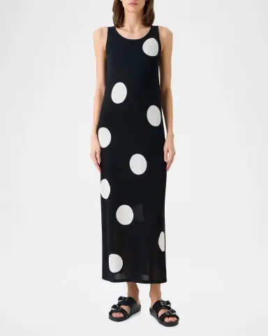 Akris punto Polka Dot Knit Sleeveless Midi Dress | Thumbnail 2 Akris punto Polka Dot Knit Sleeveless Midi Dress | Thumbnail 2