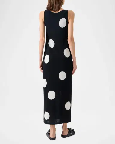 Akris punto Polka Dot Knit Sleeveless Midi Dress | Thumbnail 3 Akris punto Polka Dot Knit Sleeveless Midi Dress | Thumbnail 3