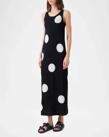 Akris punto Polka Dot Knit Sleeveless Midi Dress | Thumbnail 4 Akris punto Polka Dot Knit Sleeveless Midi Dress | Thumbnail 4