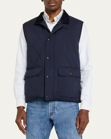 Ralph Lauren Purple Label Men's Nylon Quilted Corduroy-Collar Vest | Thumbnail 4 Ralph Lauren Purple Label Men's Nylon Quilted Corduroy-Collar Vest | Thumbnail 4