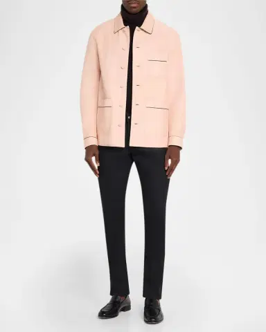 Tom Ford Men's Piped Nappa Leather Shirt Jacket | Thumbnail 2