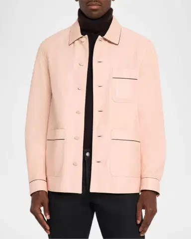 Tom Ford Men's Piped Nappa Leather Shirt Jacket | Thumbnail 4