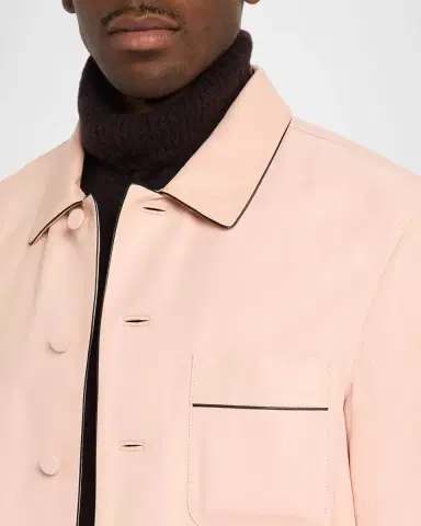 Tom Ford Men's Piped Nappa Leather Shirt Jacket | Thumbnail 5