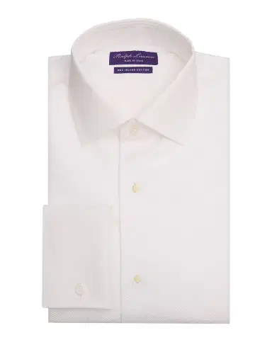 Ralph Lauren Purple Label Men's Piqué-Bib French Cuff Tuxedo Shirt | Thumbnail 3