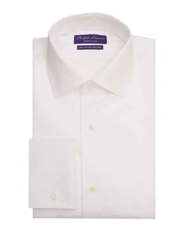 Men 's Sea Island Cotton Textured French Cuff Dress Shirt