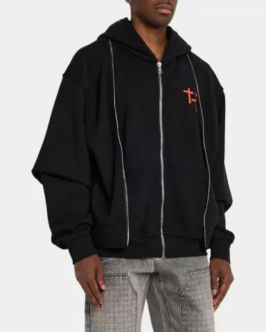 RTA Men's Ren Planetary Layered Zip Hoodie | Thumbnail 4 RTA Men's Ren Planetary Layered Zip Hoodie | Thumbnail 4