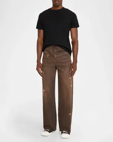 RTA Men's Cross Graphic Wide-Leg Jeans | Thumbnail 2 RTA Men's Cross Graphic Wide-Leg Jeans | Thumbnail 2