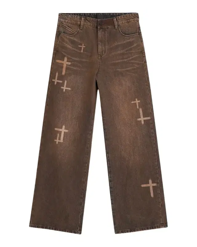 RTA Men 's Cross Graphic Wide-Leg Jeans