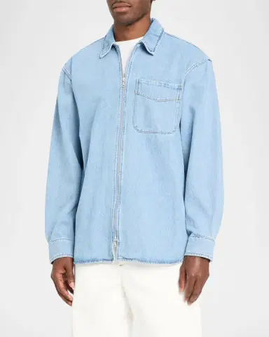 Dries Van Noten Men's Denim Zip Shirt | Thumbnail 4 Dries Van Noten Men's Denim Zip Shirt | Thumbnail 4