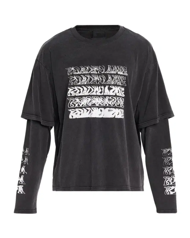 RTA Men 's Double Layer Long-Sleeve Graphic T-Shirt