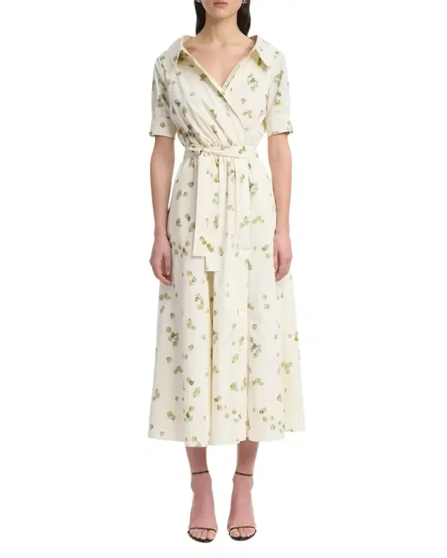 Altuzarra Lydia Floral-Print Waist-Tie Midi Dress