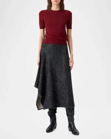 Akris punto Short-Sleeve Merino Wool-Blend Knit Sweater | Thumbnail 2 Akris punto Short-Sleeve Merino Wool-Blend Knit Sweater | Thumbnail 2