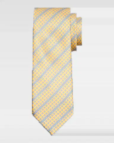 Stefano Ricci Men's Geometric Stripe Silk Tie | Thumbnail 2 Stefano Ricci Men's Geometric Stripe Silk Tie | Thumbnail 2
