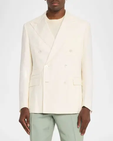 Ralph Lauren Purple Label Men's Kent Linen Peak Lapel Double-Breasted Sport Coat | Thumbnail 4 Ralph Lauren Purple Label Men's Kent Linen Peak Lapel Double-Breasted Sport Coat | Thumbnail 4