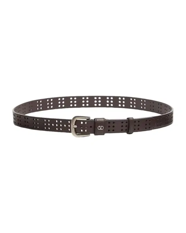 Valentino Garavani Men 's Mini VLogo Signature Belt in Perforated Leather