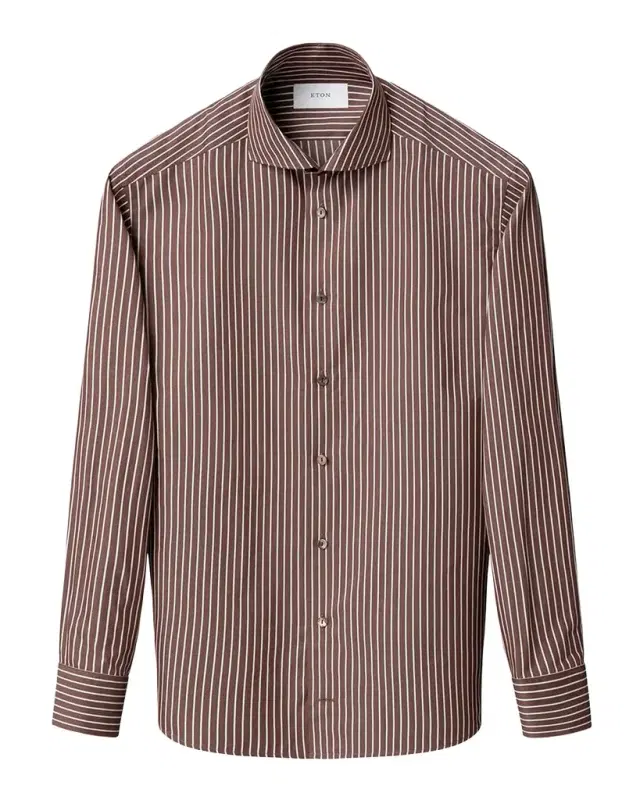 Men 's Slim Fit Stripe Cotton and Silk Dress Shirt