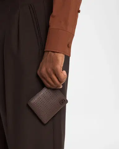 Valentino Garavani Men's Perforated Leather Billfold Wallet | Thumbnail 2 Valentino Garavani Men's Perforated Leather Billfold Wallet | Thumbnail 2