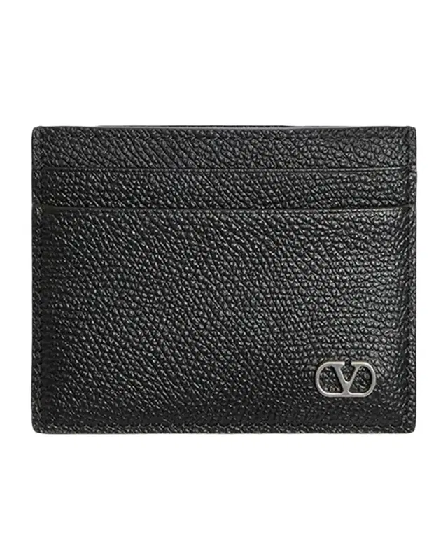 Valentino Garavani Men 's VLogo Signature Card Holder In Grainy Calfskin