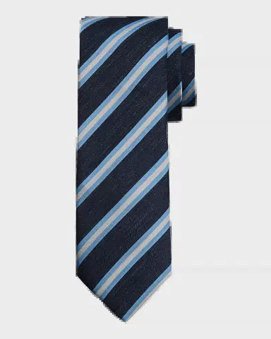 Canali Men's Diagonal Multi-Stripe Silk Tie | Thumbnail 2 Canali Men's Diagonal Multi-Stripe Silk Tie | Thumbnail 2