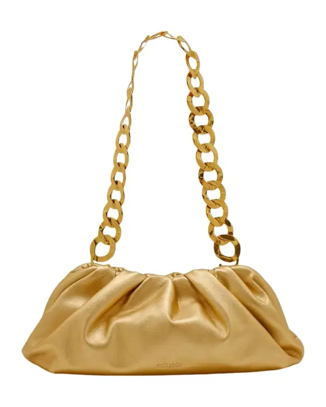 Cult Gaia Dulce Ruched Metallic Leather Shoulder Bag