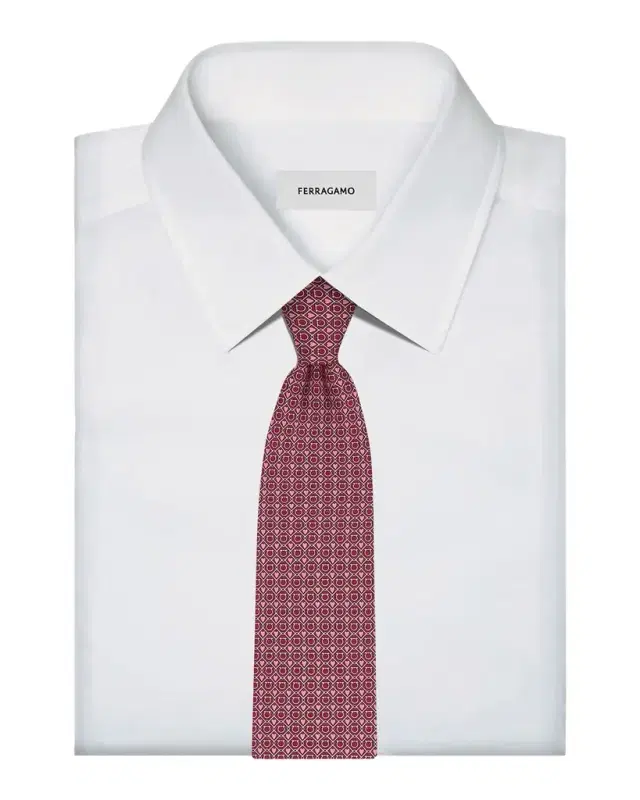 Ferragamo Men 's Heart and Gancio Silk Tie