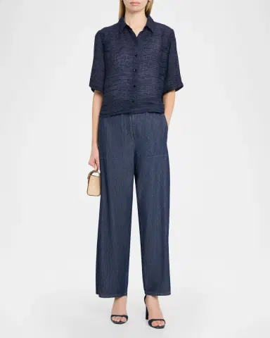Eileen Fisher Wide-Leg Organic Cotton Denim Pants | Thumbnail 2 Eileen Fisher Wide-Leg Organic Cotton Denim Pants | Thumbnail 2
