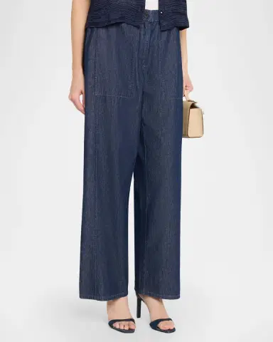 Eileen Fisher Wide-Leg Organic Cotton Denim Pants | Thumbnail 4 Eileen Fisher Wide-Leg Organic Cotton Denim Pants | Thumbnail 4