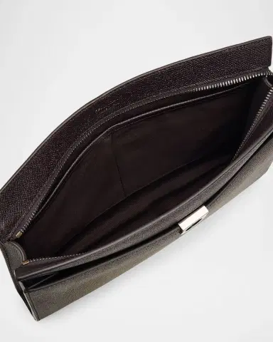 Ferragamo Men's Gancio Hammered Leather Zip Pouch | Thumbnail 4 Ferragamo Men's Gancio Hammered Leather Zip Pouch | Thumbnail 4