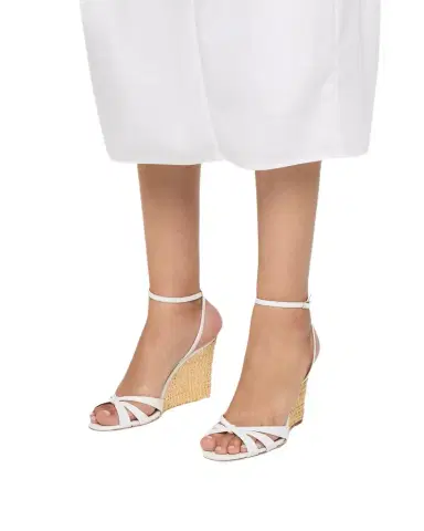 Aquazzura 85mm Tati Leather Wedge Sandals | Thumbnail 1