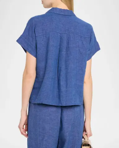 Eileen Fisher Boxy Delave-Dyed Organic Linen Shirt | Thumbnail 3