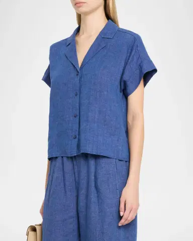 Eileen Fisher Boxy Delave-Dyed Organic Linen Shirt | Thumbnail 4