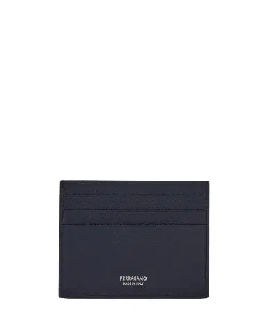 Ferragamo Men's Micro-Gancio Leather Card Holder | Thumbnail 1