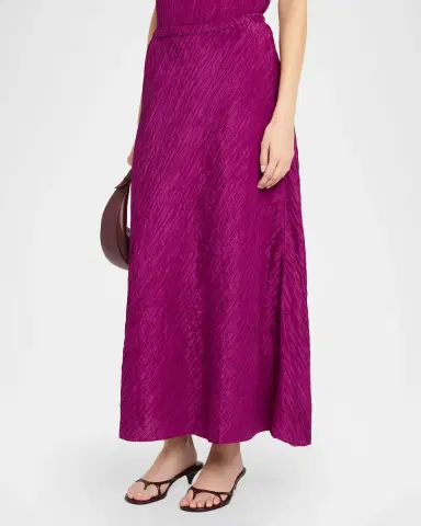 Eileen Fisher Crinkled Bias-Cut Silk Jacquard Maxi Skirt | Thumbnail 4