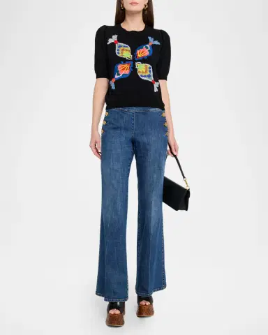 MAISON COMMON Mid-Rise Flare Sailor Jeans | Thumbnail 2