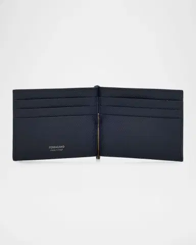 Ferragamo Men's Leather Micro-Gancio Money Clip Wallet | Thumbnail 3