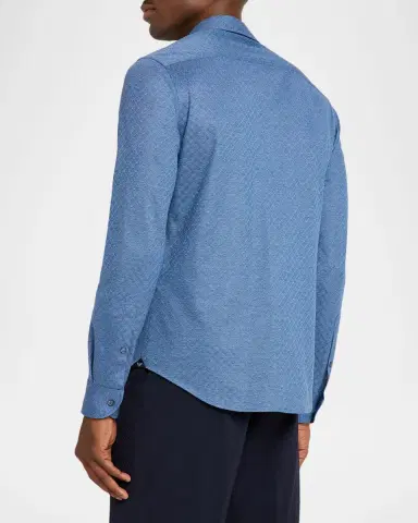 Emporio Armani Men's Cotton Diamond-Jacquard Sport Shirt | Thumbnail 3