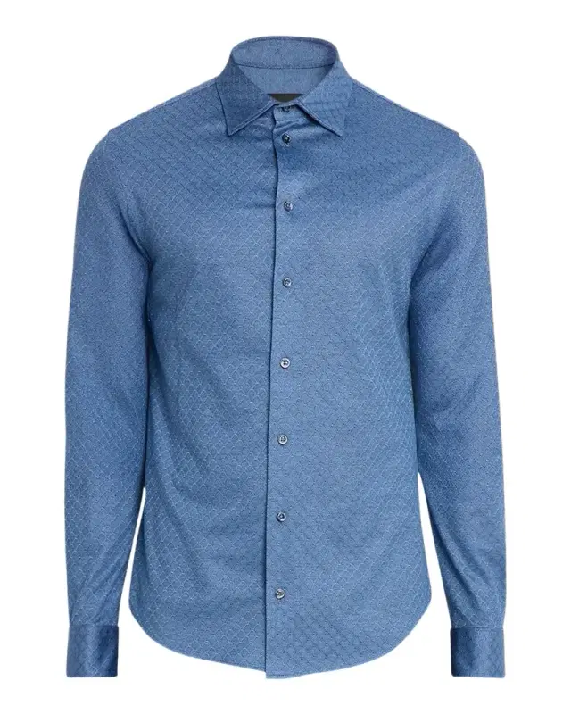 Men's Cotton Diamond-Jacquard Sport Shirt