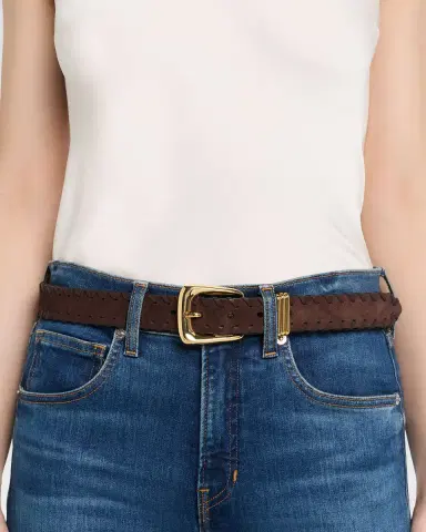 Veronica Beard Arch Suede Whipstitch Belt | Thumbnail 2